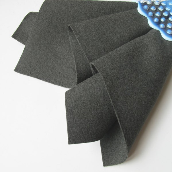 Charcoal Grey, Wool Felt Square, 100% Wool, Craft Felt, Dark Gray, Pure Merino Fiber, Certified Safe Dye