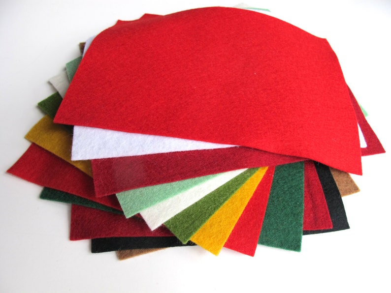 Felt Sheets, Christmas Colors, Pure Wool Felt, Set of Twelve, Felt Assortment image 4