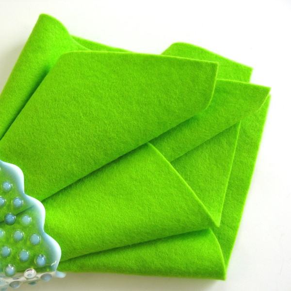 Chartreuse Felt, 100% Wool, Bright Green, Non Woven Wool