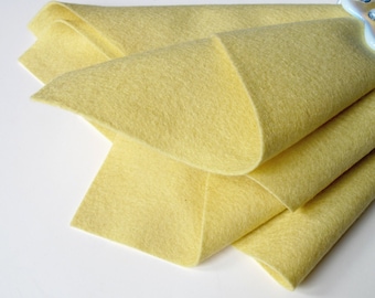 Baby Yellow, Wool Felt Square, Pure Wool, Felt Sheet, 100% Merino, Nonwoven Fabric, Pastel Felt