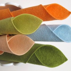 100% Wool Felt, Merino Wool, Fall Watercolors, Melon, Aquamarine, Light Peach, Yellow Green, Avocado, Felt Fabric, Autumn image 4