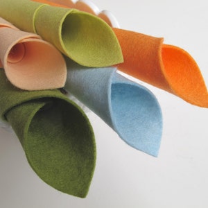 100% Wool Felt, Merino Wool, Fall Watercolors, Melon, Aquamarine, Light Peach, Yellow Green, Avocado, Felt Fabric, Autumn image 5