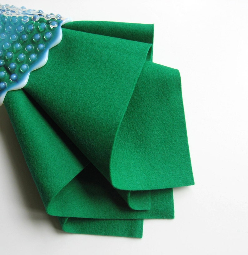Wool Felt, Emerald Green, 100% Merino Wool, Pure Merino Fiber, Felt Sheet, Large Felt Square, Dark Green Felt, Felted Wool, Certified Safe image 1