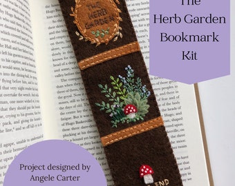 Herb Garden Bookmark Kit, Embroidery Project, Do It Yourself, Supplies, Wool Felt, PATTERN SOLD SEPARATELY, Optional Floss