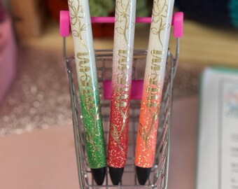 Mom Floral Themed Glitter Inkjoy Resin Pens
