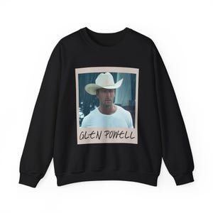 Glen Powell Cowboy Retro Photo Style Sweatshirt, Glen Powell, Glen Powell Cowboy Retro Photo Style Unisex Crewneck Sweatshirt