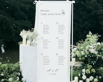 Fabric Wedding Seating Chart, Linen Table Plan, Customized Wedding Sign, Custom Wedding Decor, Garden Reception Banner,Elegant Fabric Poster