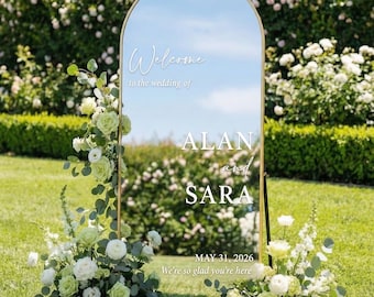 Wedding Welcome Sign Decal, Custom Mirror Vinyl, Personalized Names, photo props, DIY Selfie Mirror, Reception & Ceremony Decor
