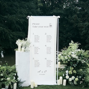 Fabric Wedding Seating Chart, Linen Table Plan, Customized Wedding Sign, Custom Wedding Decor, Garden Reception Banner,Elegant Fabric Poster