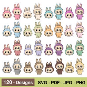 Labubu Designs SVG Bundle, 120 Labubu Designs Svg, Labubu Clipart, Cute Labubu Vector, Digital Download, Cricut Cut File, Labubu PNG
