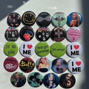 Random Pin badges | 32mm, 58mm, 25mm handmade pins | pocket mirror | Fridge Magnet | buffy the vampire slayer | music | playboy | Betty Boop