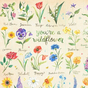 You're a Wildflower | Art Print | Floral Wall Art | Katie Daisy | 8x10 | 11x14