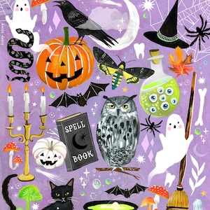 Halloween Art Print  | Fall Wall art | Watercolor Art  |  8x10 | 11x14