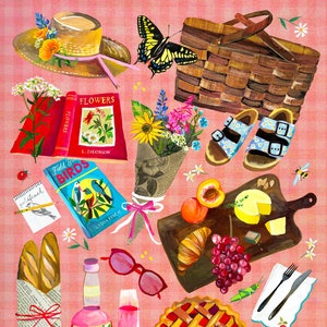 Picnic | Summer Illustration | Happy Wall Art | Katie Daisy | 8x10 | 11x14