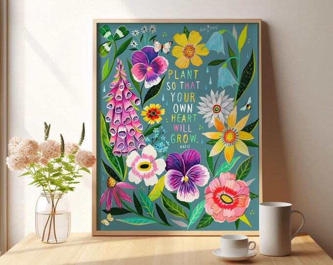 Plant | Wildflower Art Print | Floral Wall Art | Hafiz | Katie Daisy ...