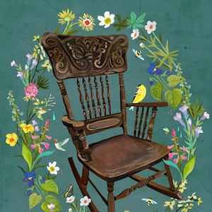 Rocking Chair Art Print | Rustic Wall Art | Farmhouse Painting | Katie Daisy | 8x10 | 11x14