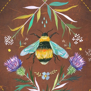 Bee Art Print | Insect Painting | Nature Wall Art | Katie Daisy | 8x10 | 11x14