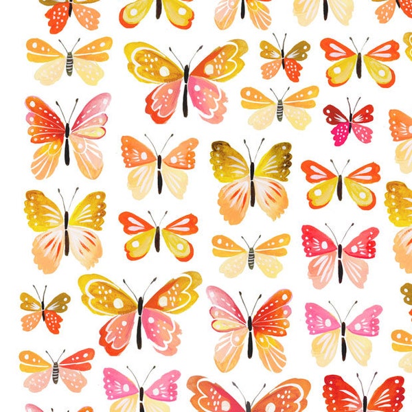 Peach Butterfly Collection art print | Nature Decor | painting | Katie Daisy