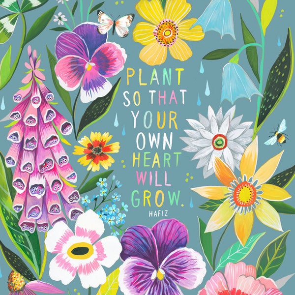 Plant | Wildflower Art Print | Floral Wall Art | Hafiz | Katie Daisy | 8x10 | 11x14
