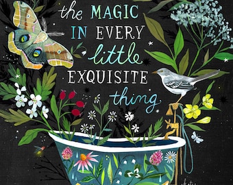 Exquisite Thing | Bathtub Wall Art | Nature Print | Katie Daisy Art | 8x10 | 11x14