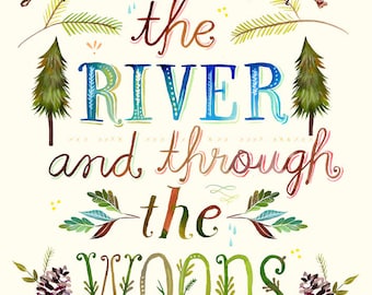 Over The River and Through The Woods Print by Katie Daisy