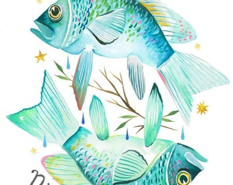 Pisces | Zodiac Wall Art | Horoscope  | 8x10 | 11x14