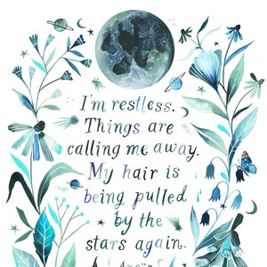 Restless Art Print  | Watercolor Quote | Inspirational Print | Lettering | Celestial Wall Art | Katie Daisy