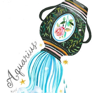 Aquarius | Zodiac Wall Art | Horoscope  | 8x10 | 11x14