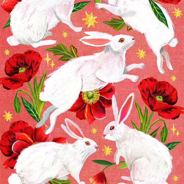 Rabbits | Art Print | Wall Art | Katie Daisy | 8x10 | 11x14