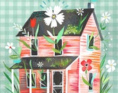 Prairie Home Art Print | Farmhouse Wall Art | Colorful Painting | Katie Daisy Artwork | 8x10 | 11x14