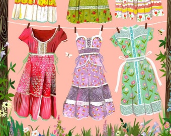 Prairie Dresses | Katie Daisy | 8x10 | 11x14