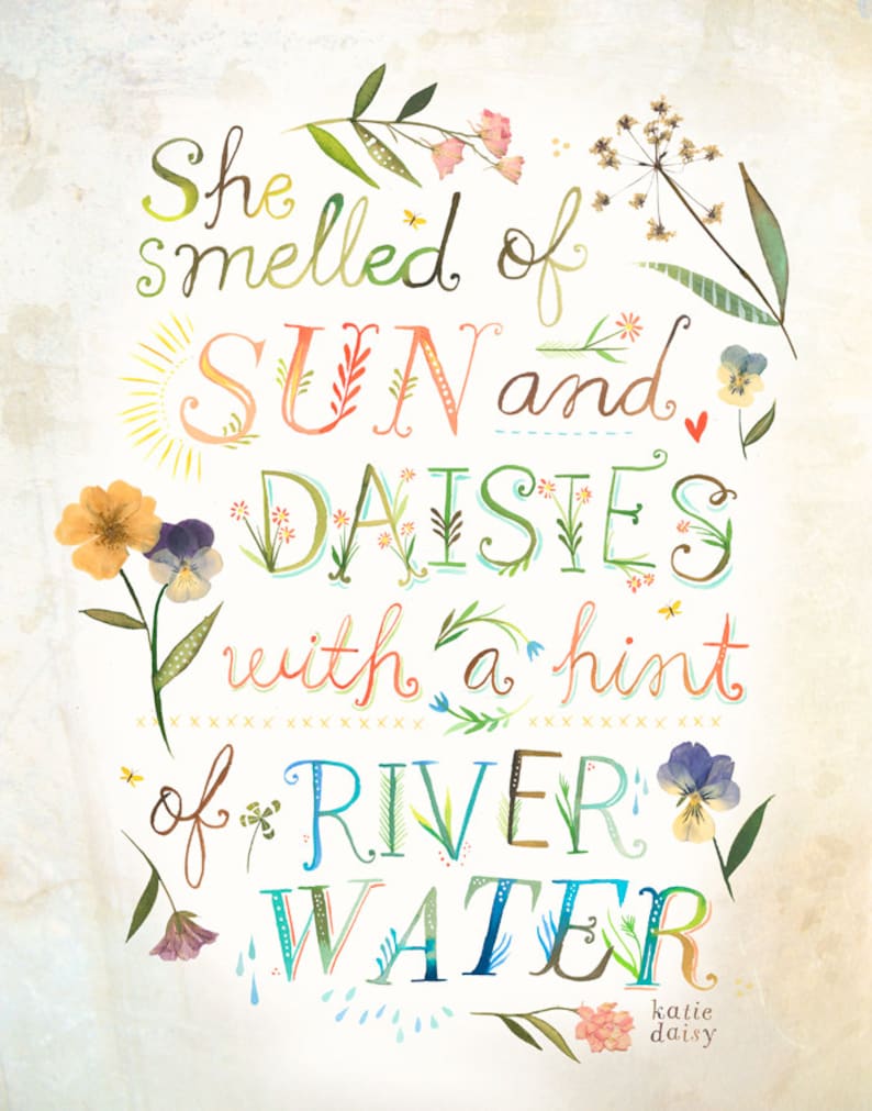 Sun and Daisies Print Watercolor Quote Wall art Floral 8x10 11x14 image 1