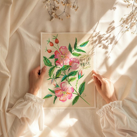 Wild Rose print | Katie Daisy Art | Watercolor Floral | Wall art | 8x10 | 11x14