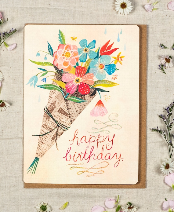 Happy Birthday Bouquet - Greeting Card