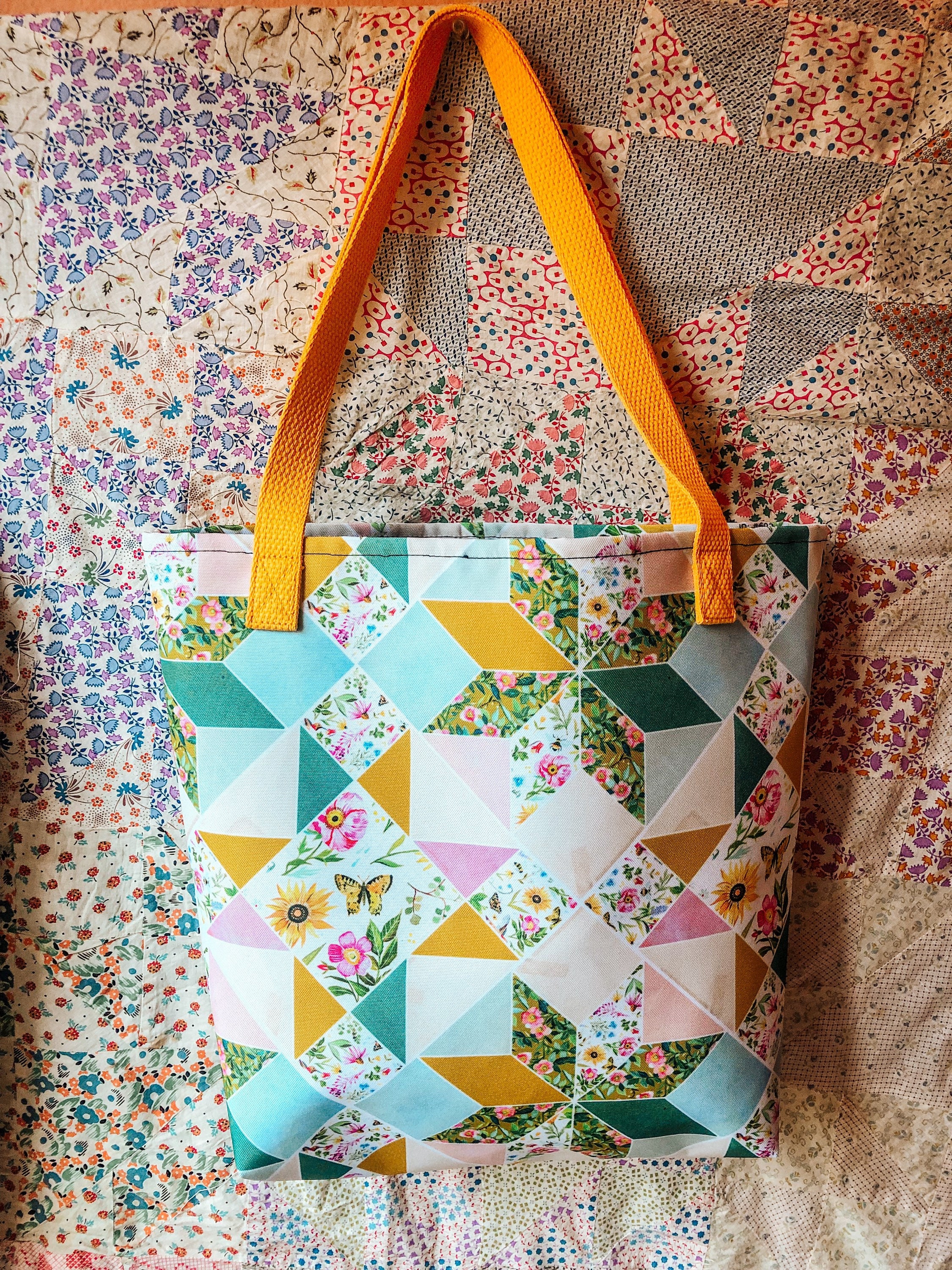Patchwork tote bag sale