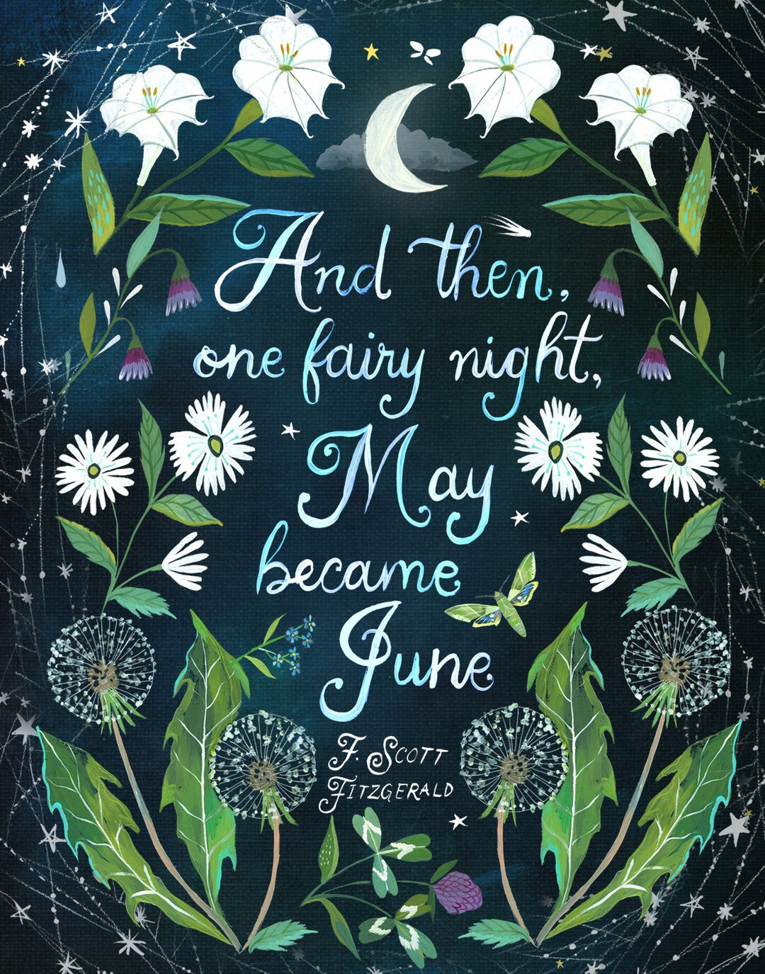 Fairy Night Art Print by Katie Daisy - Nocturnal Wall Art Decor ...