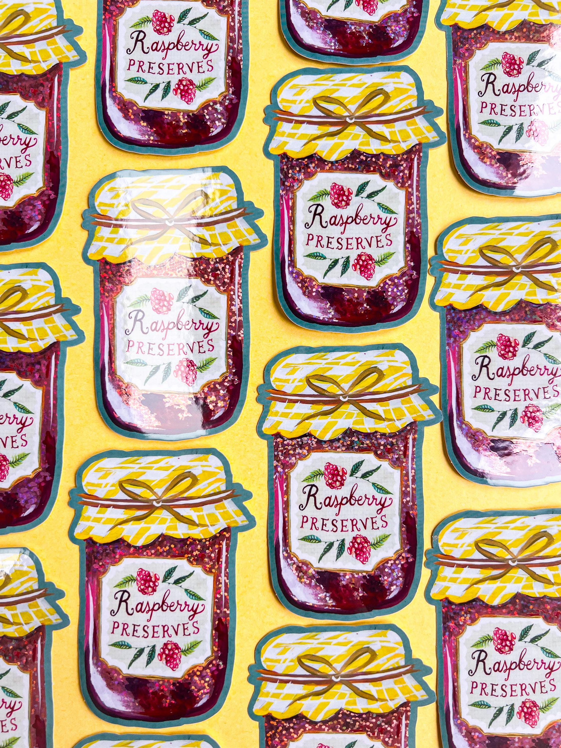 Marmeladenglas | Himbeerkonfitüre Glitzer Sticker