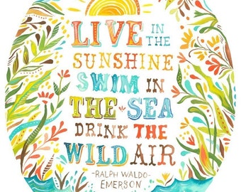 Wild Air Print | Watercolor Quote | Inspirational Wall Art | Ralph Waldo Emerson | Lettering | Katie Daisy | 8x10