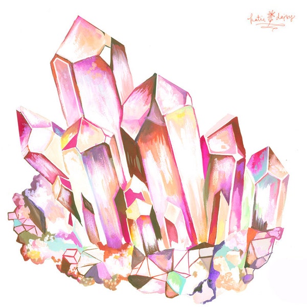 Quartz art print | Watercolor gemstone | Katie Daisy Wall Art |