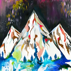 Cascadia art print | Mountain Wall Art | Watercolor Landscape painting | Katie Daisy