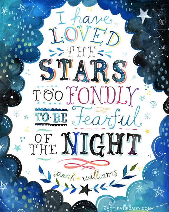 Loved The Stars Art Print  | Watercolor Quote | Inspirational Print | Lettering | Celestial Wall Art | Katie Daisy