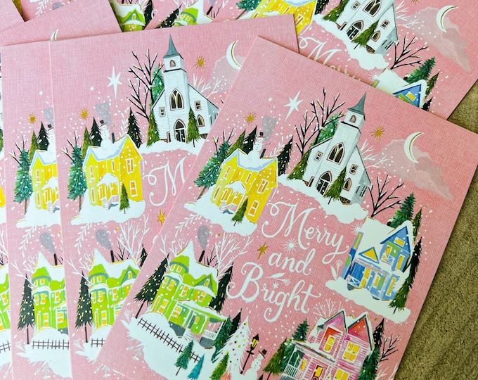 BOXED Holiday Cards Merry & Bright Etsy