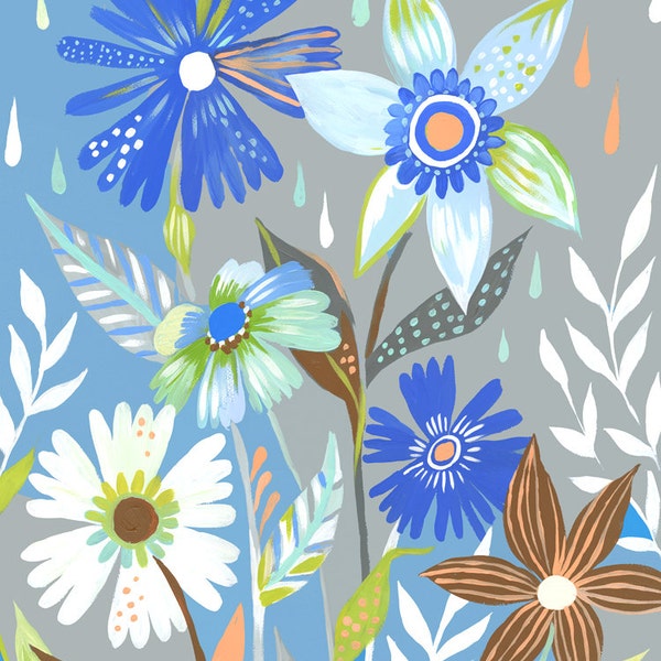 Rain Garden Print | Floral Painting | Colorful Wall Art | Katie Daisy | 8x10 | 11x14