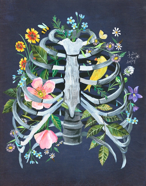 Bird Cage | Rib Cage | Art Print | Wall Art | Folk Art | Love Painting | Katie Daisy | 8x10 | 11x14