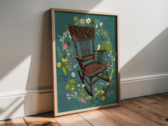 Rocking Chair Art Print | Rustic Wall Art | Farmhouse Painting | Katie Daisy | 8x10 | 11x14