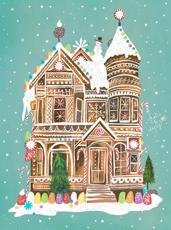 Gingerbread Palace | Holiday Wall Art | by Katie Daisy