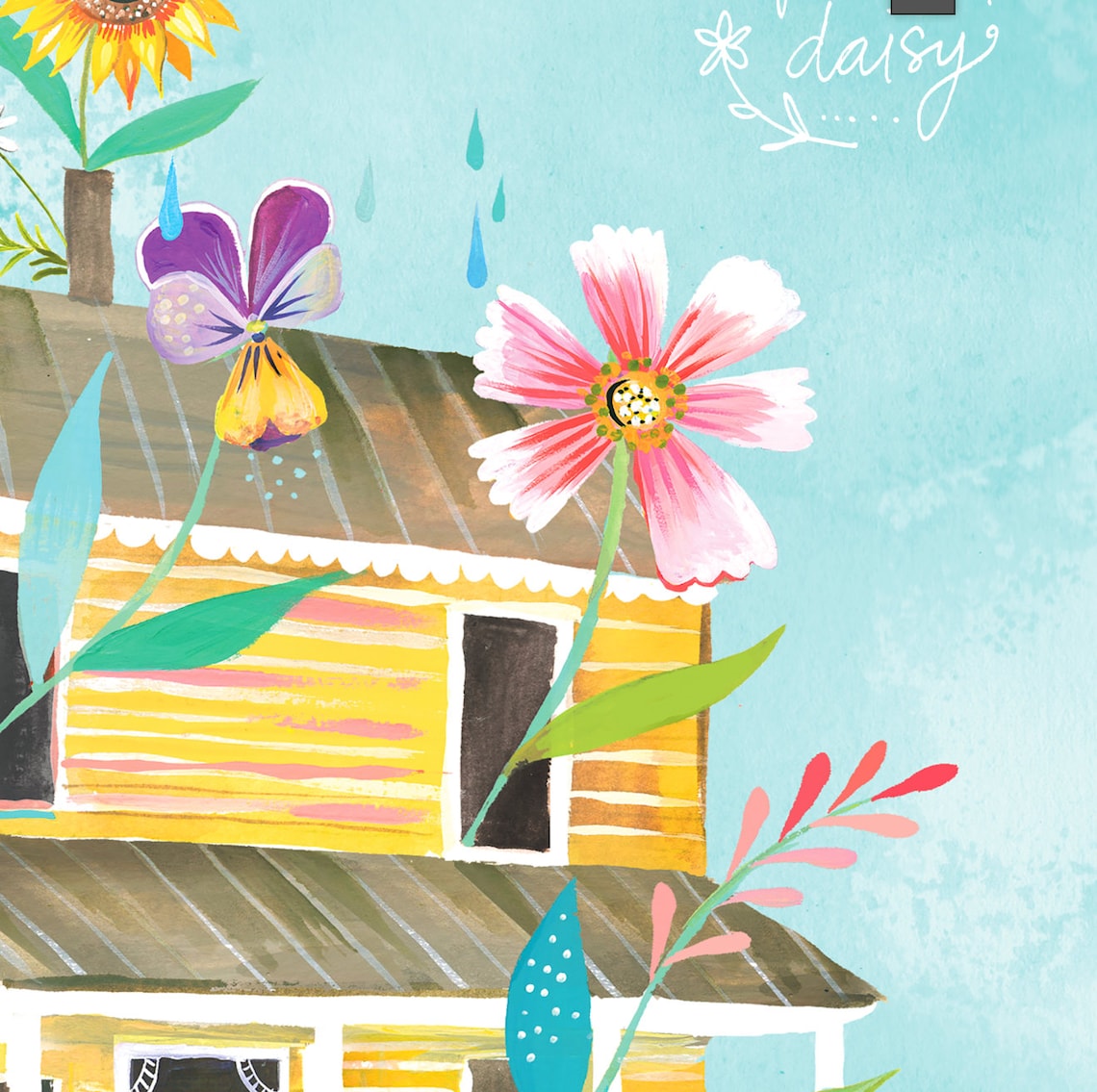 Sunny Yellow Farmhouse Art Print Country Wall Art House Etsy