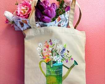 Organic Cotton Watering Can Tote Bag