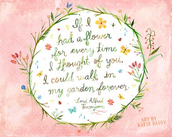 Eternal Garden Horizontal Print | Watercolor Lettering | Inspirational Quote | Katie Daisy | Floral | 8x10 | 11x14