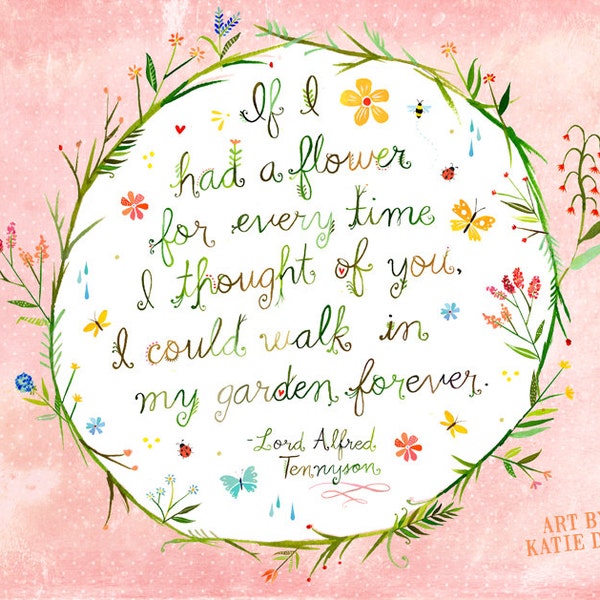 Eternal Garden Horizontal Print | Watercolor Lettering | Inspirational Quote | Katie Daisy | Floral | 8x10 | 11x14